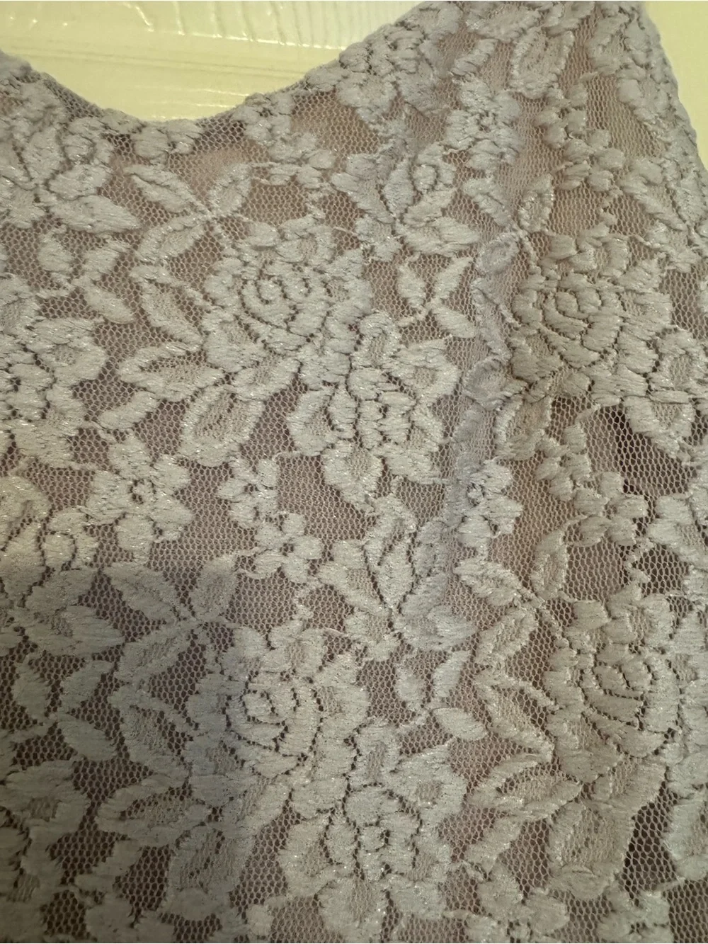 Sleeveless Ombre Silver to White Lace Fit & Flare Dress